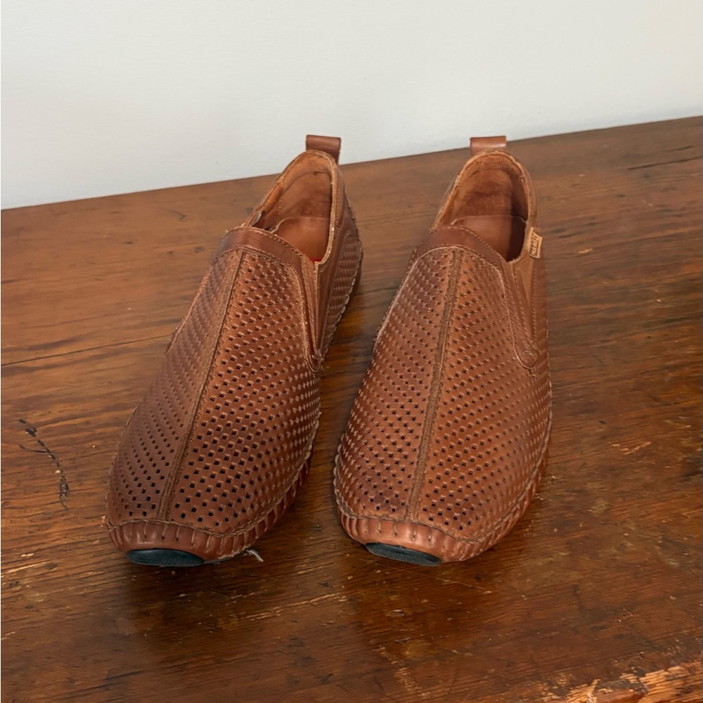PIKOLINOS Tan Perforated Slip-On Loafers - Picture 10 of 11